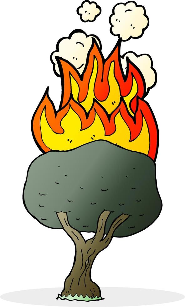 cartoon tree on fire vector