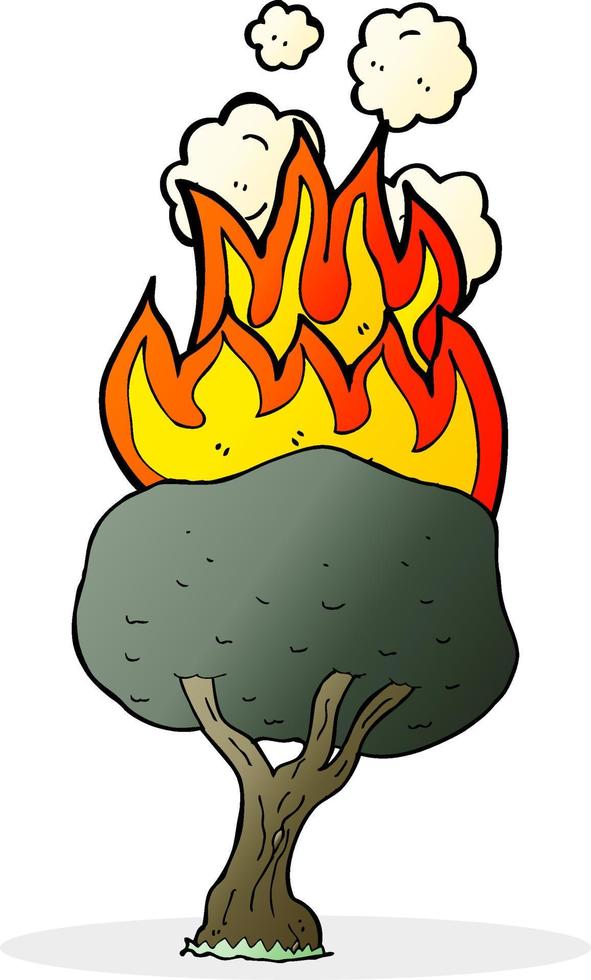 cartoon tree on fire vector