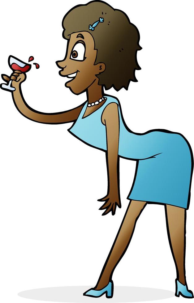 cartoon woman with drink vector