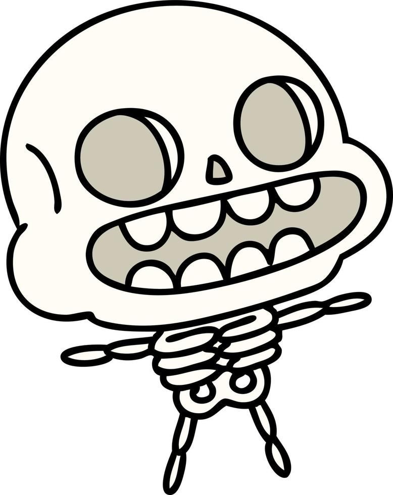 cartoon of a happy halloween skeleton vector