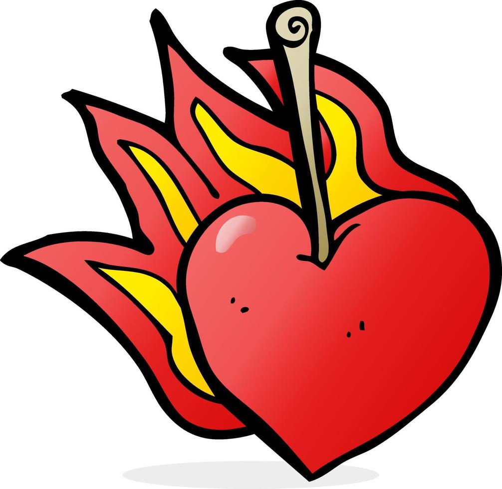 cartoon flaming heart cherry vector