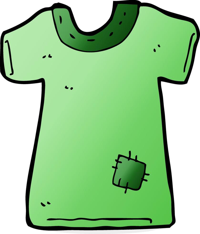 camiseta vieja remendada de dibujos animados vector