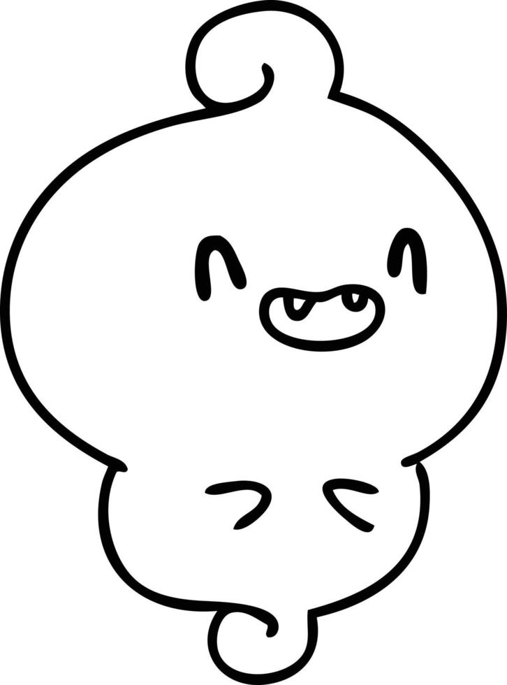 line doodle of a happy halloween ghost vector