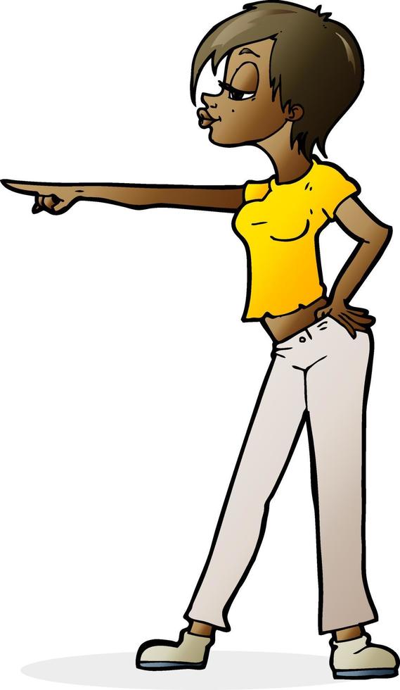 cartoon woman pointing vector