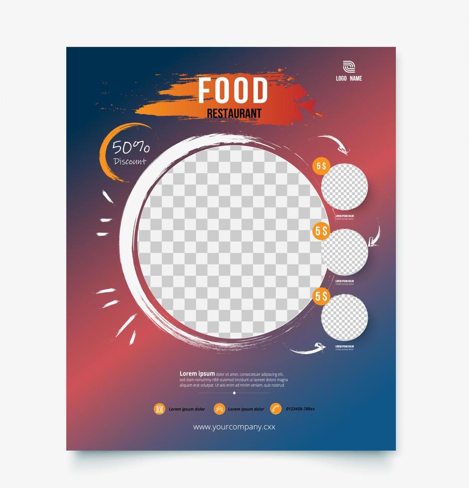 plantilla de banner de descuento de restaurante de comida. vector