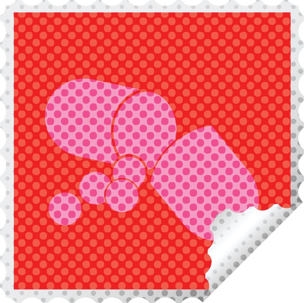 Capsule pill vector illustration square peeling sticker