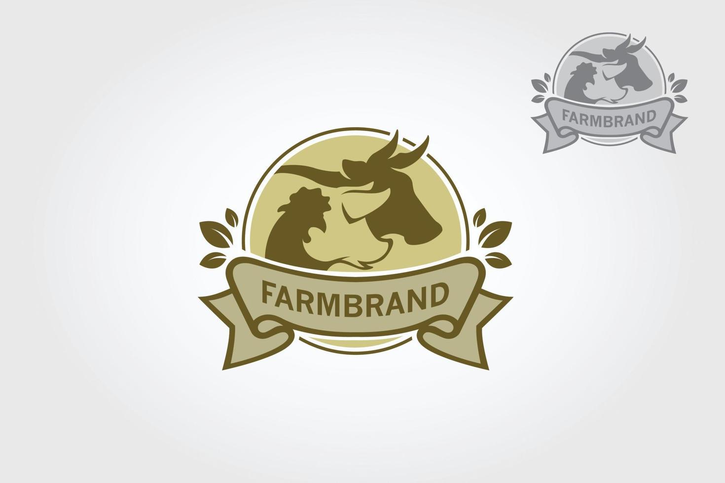 plantilla de logotipo de vector de granja. plantilla de logotipo de granja de pollos y aves de corral. el logotipo podría usarse como el principal elemento de identidad de una granja o tienda orgánica, un restaurante vegetariano o vegano.