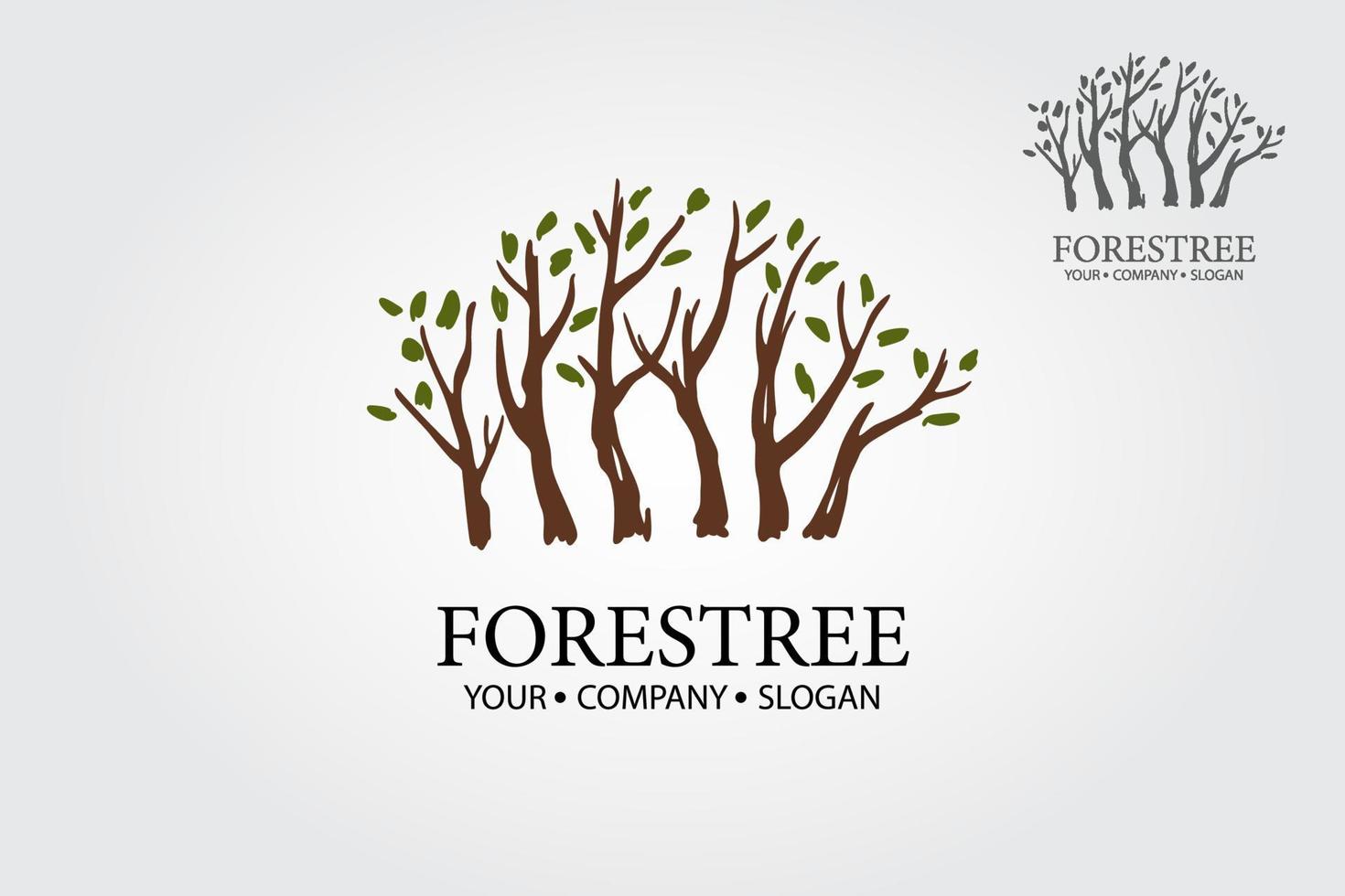 Ilustración del logotipo del vector del árbol forestal. esta plantilla de logotipo es totalmente editable y redimensionable. este diseño de logotipo para todos los negocios creativos. consultoría, excelente logotipo, concepto simple y único.