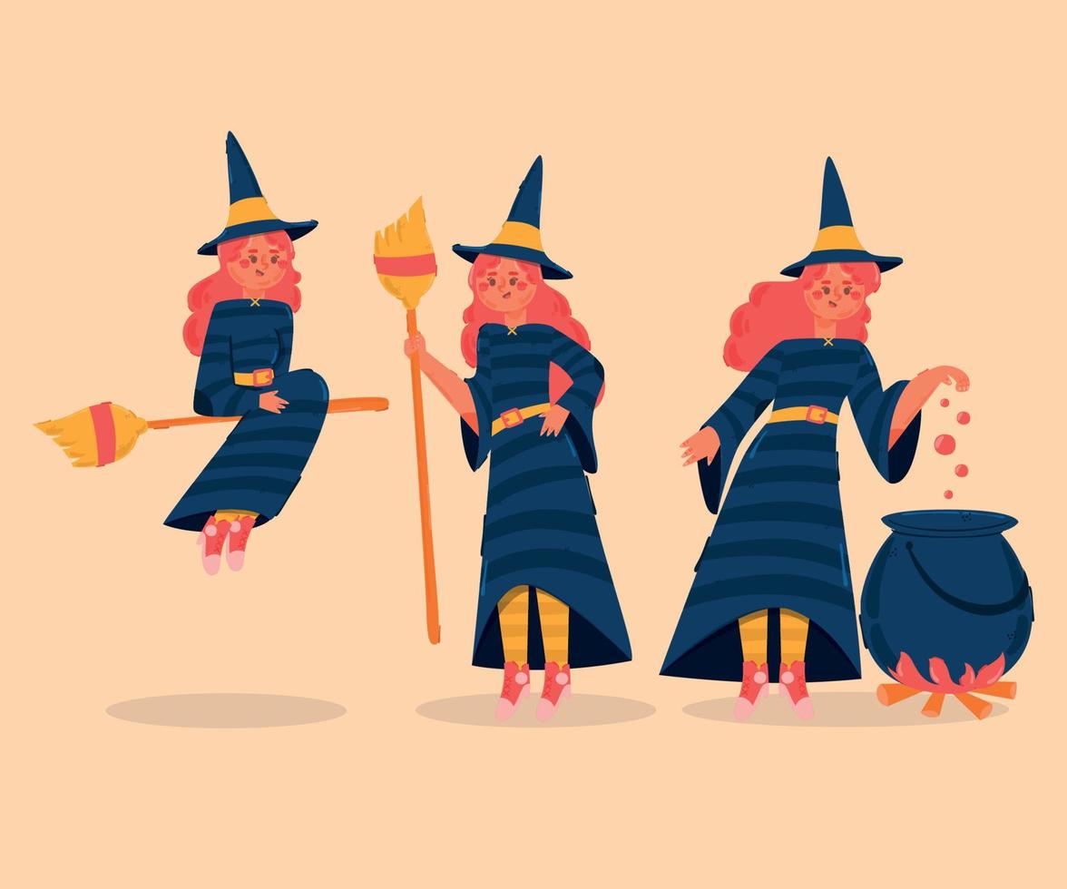 ilustración de brujas de halloween vector
