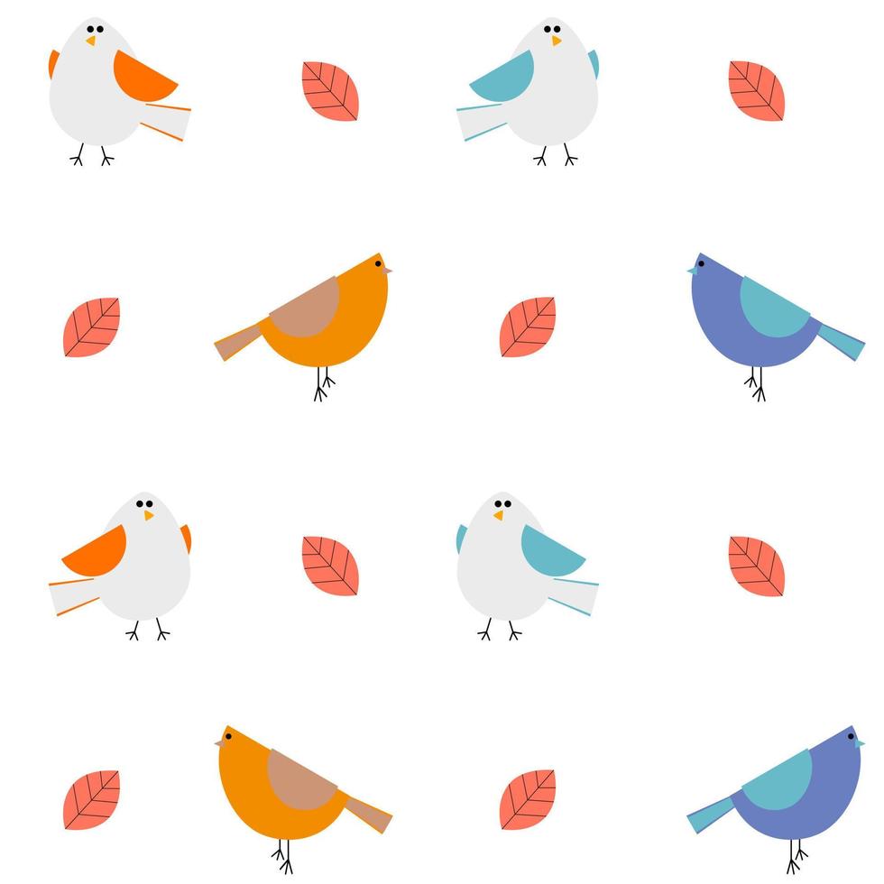 Birds seamless pattern. Geometric shaped birds on white background. vector