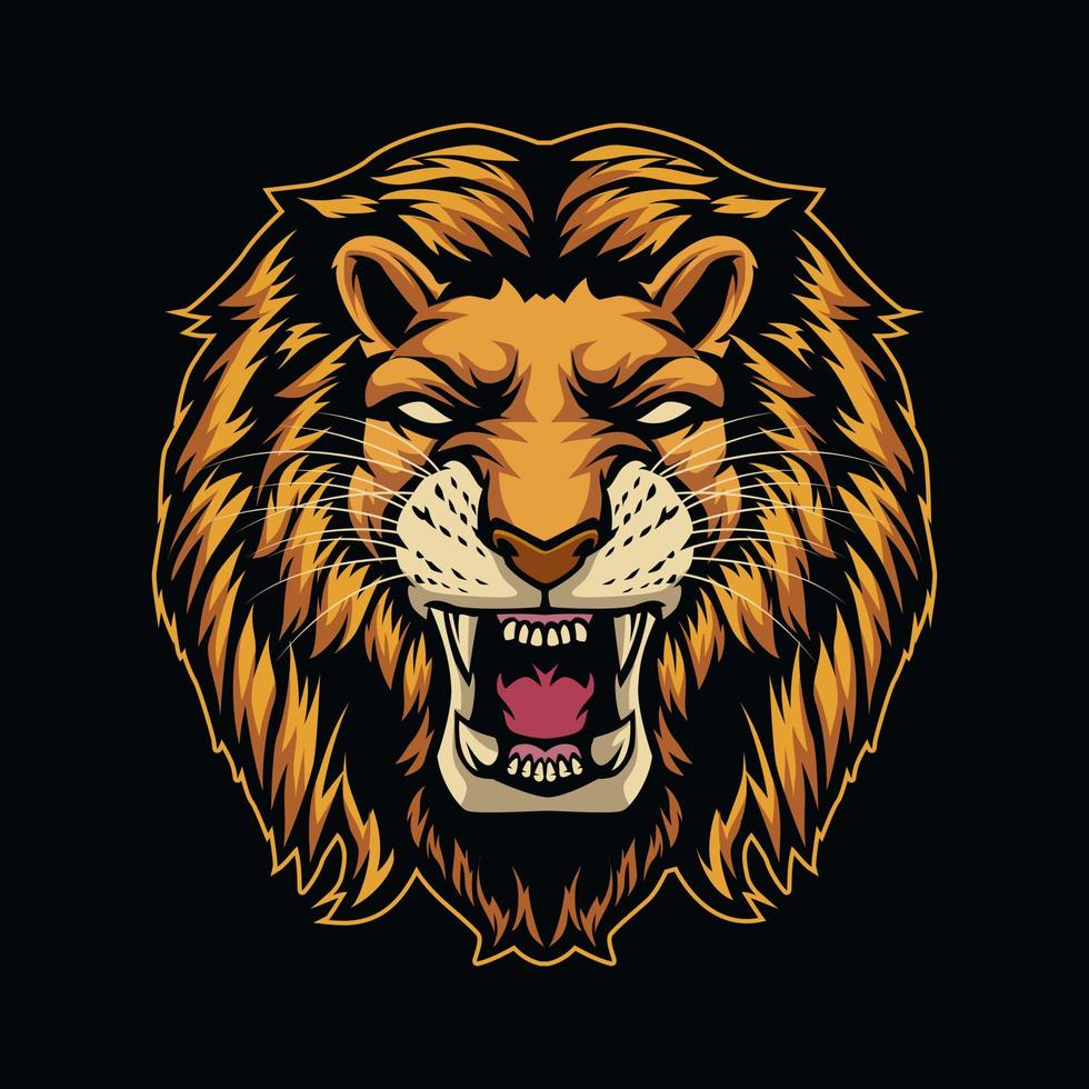 head lion mascot logo gaming illustration vector