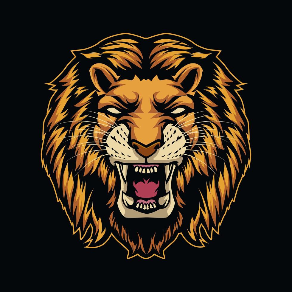 head lion mascot logo gaming illustration vector