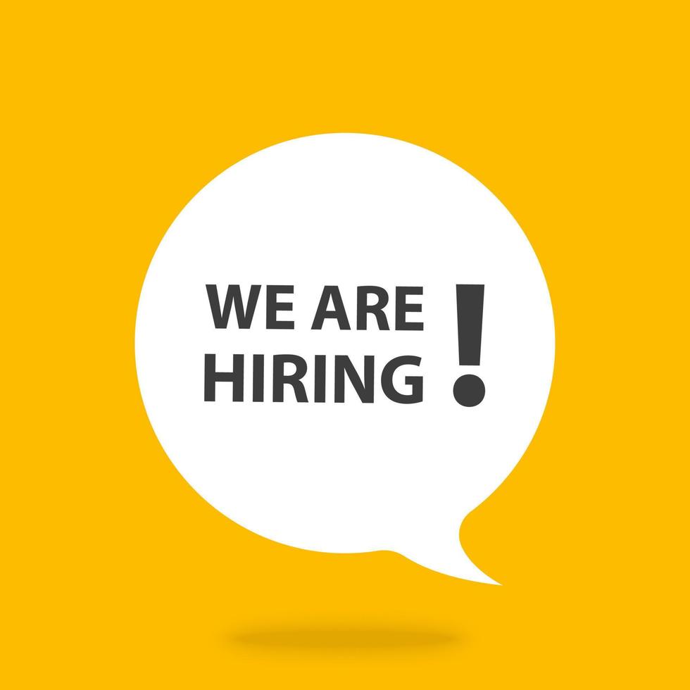 We are hiring speech bubble banner vector with copy space for business, marketing, flyers, banners, presentations, and posters. illustration