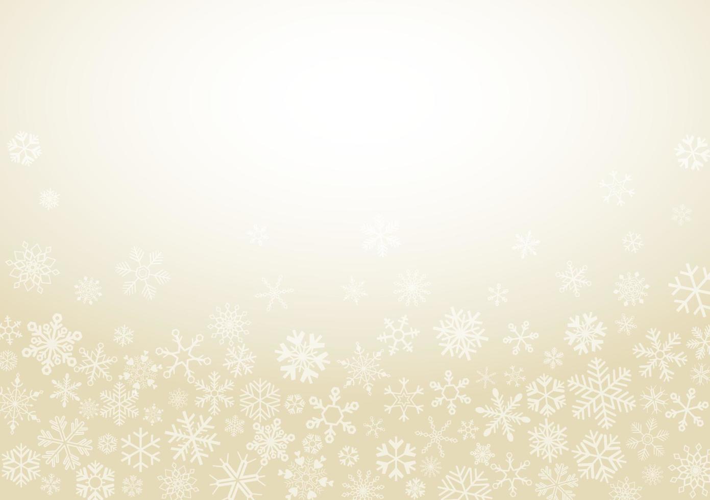 Snowflakes seamless have blank space on gold background. Winter holidays theme, Christmas and New Year template. vector