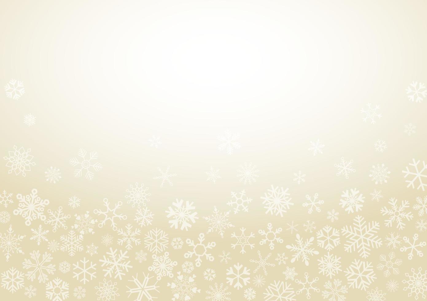 Snowflakes seamless have blank space on gold background. Winter holidays theme, Christmas and New Year template. vector