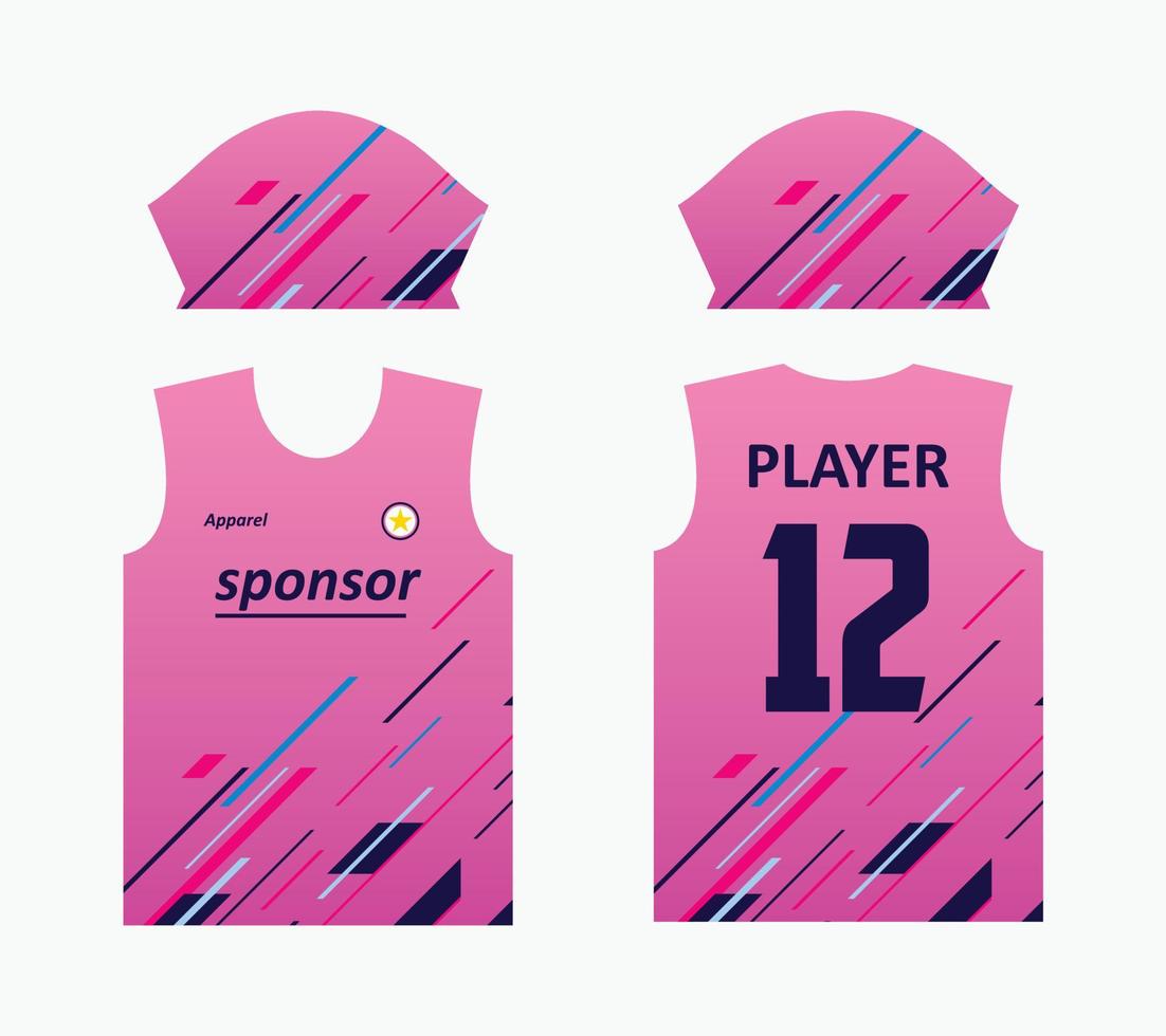 diseño de serigrafía de jersey de patrón abstracto para sublimación de jersey. plantillas de camisetas para equipos deportivos de fútbol, baloncesto, ciclismo, voleibol, etc. tema degradado rosa vector