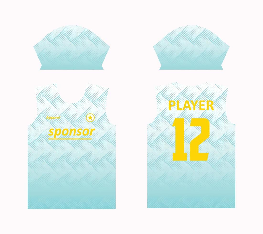 diseño de serigrafía de jersey de patrón abstracto para sublimación de jersey. plantillas de jersey para equipos deportivos de fútbol, baloncesto, ciclismo, voleibol, etc. tema de color azul degradado blanco vector