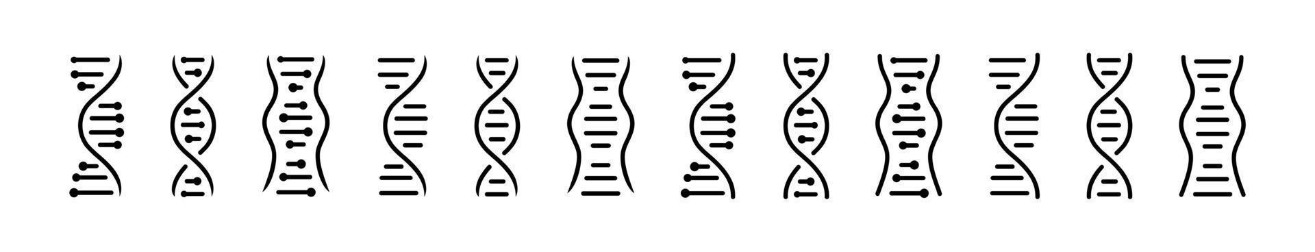 conjunto de iconos de adn de símbolo de ciencia, hélice de adn, cromosoma, símbolo de molécula, ilustración vectorial vector