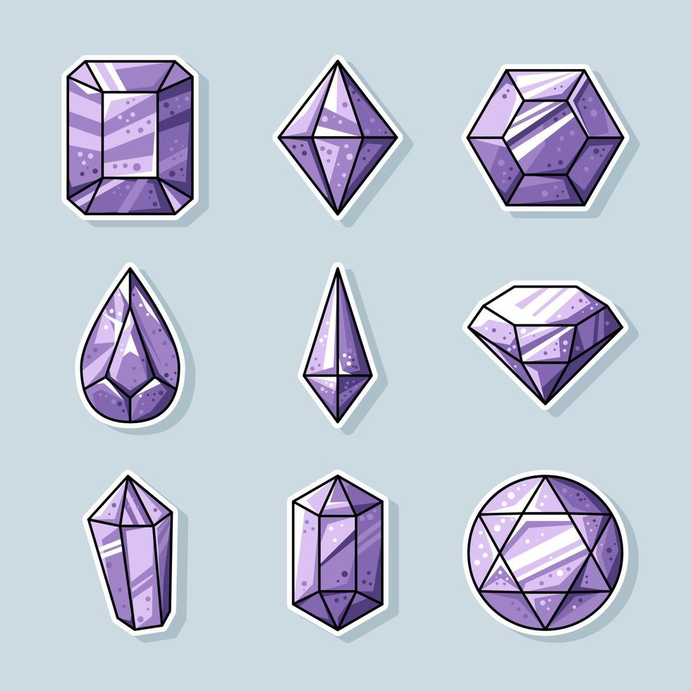 Gemstones Crystals Sticker Collection vector