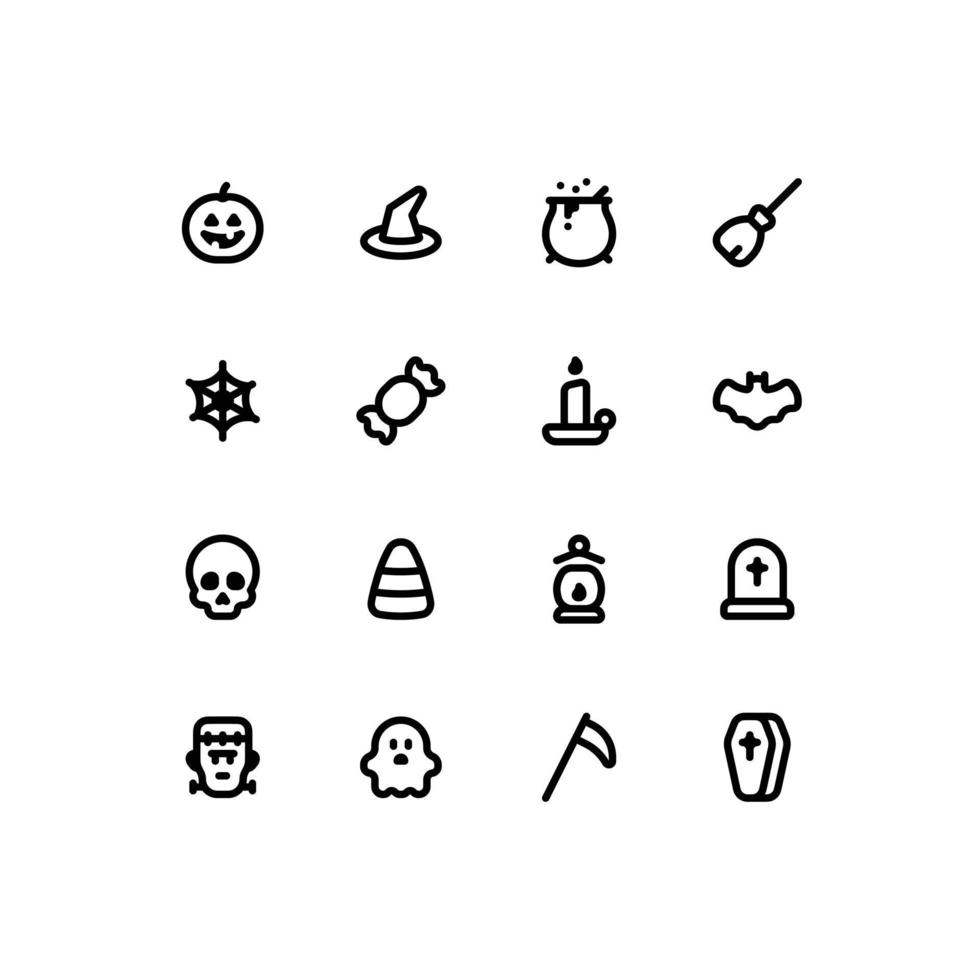 Cute Halloween line icon set with the spooky season related icons vector