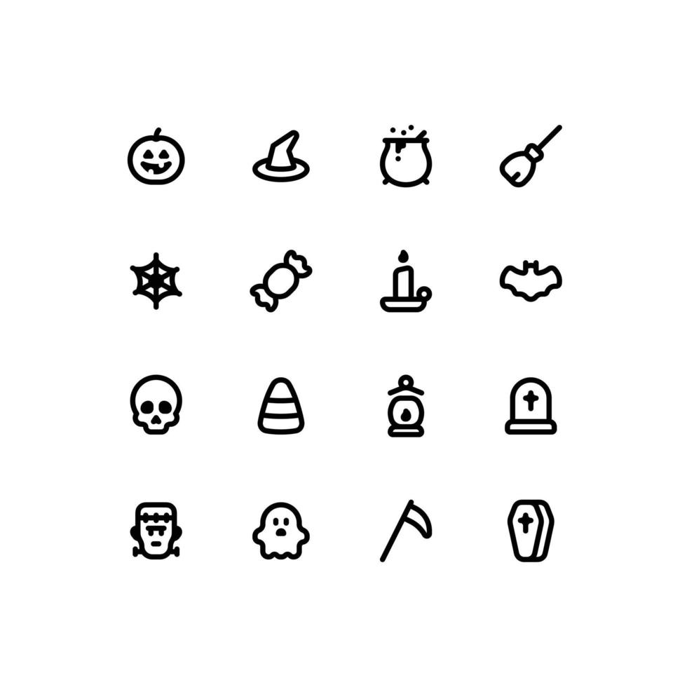 Cute Halloween line icon set with the spooky season related icons vector