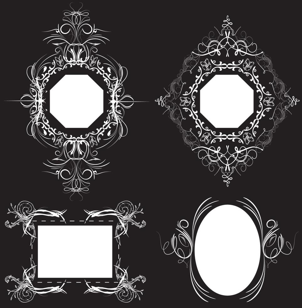 Collection of four vintage picture frames vector