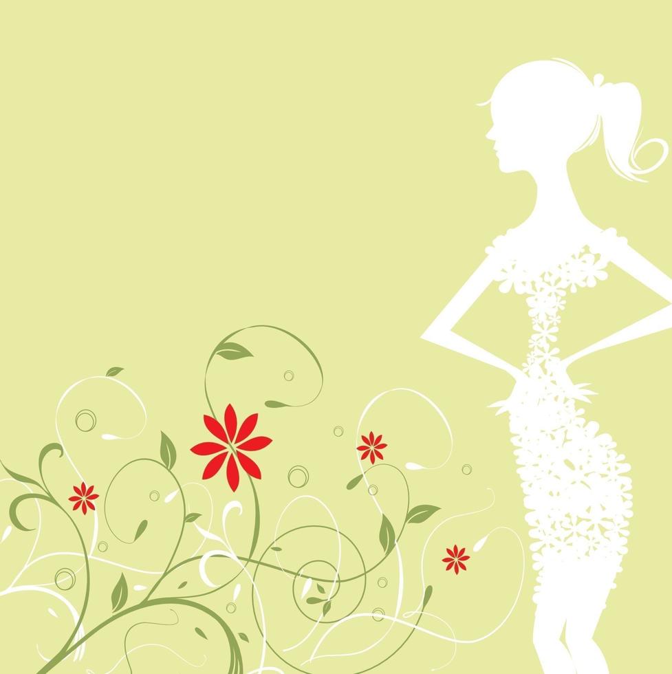 chica floral vector composición