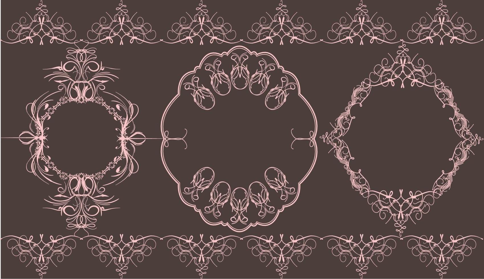 Vintage label elements with ornate elegant abstract floral designs vector