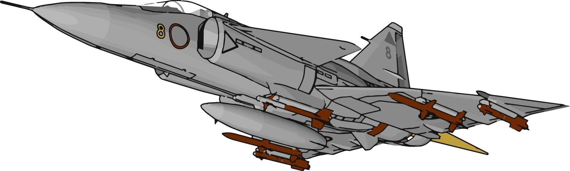 Flying jet, illustration, vector on white background.