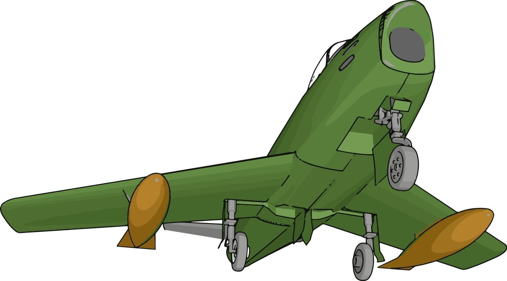 Bombardero verde, ilustración, vector sobre fondo blanco.