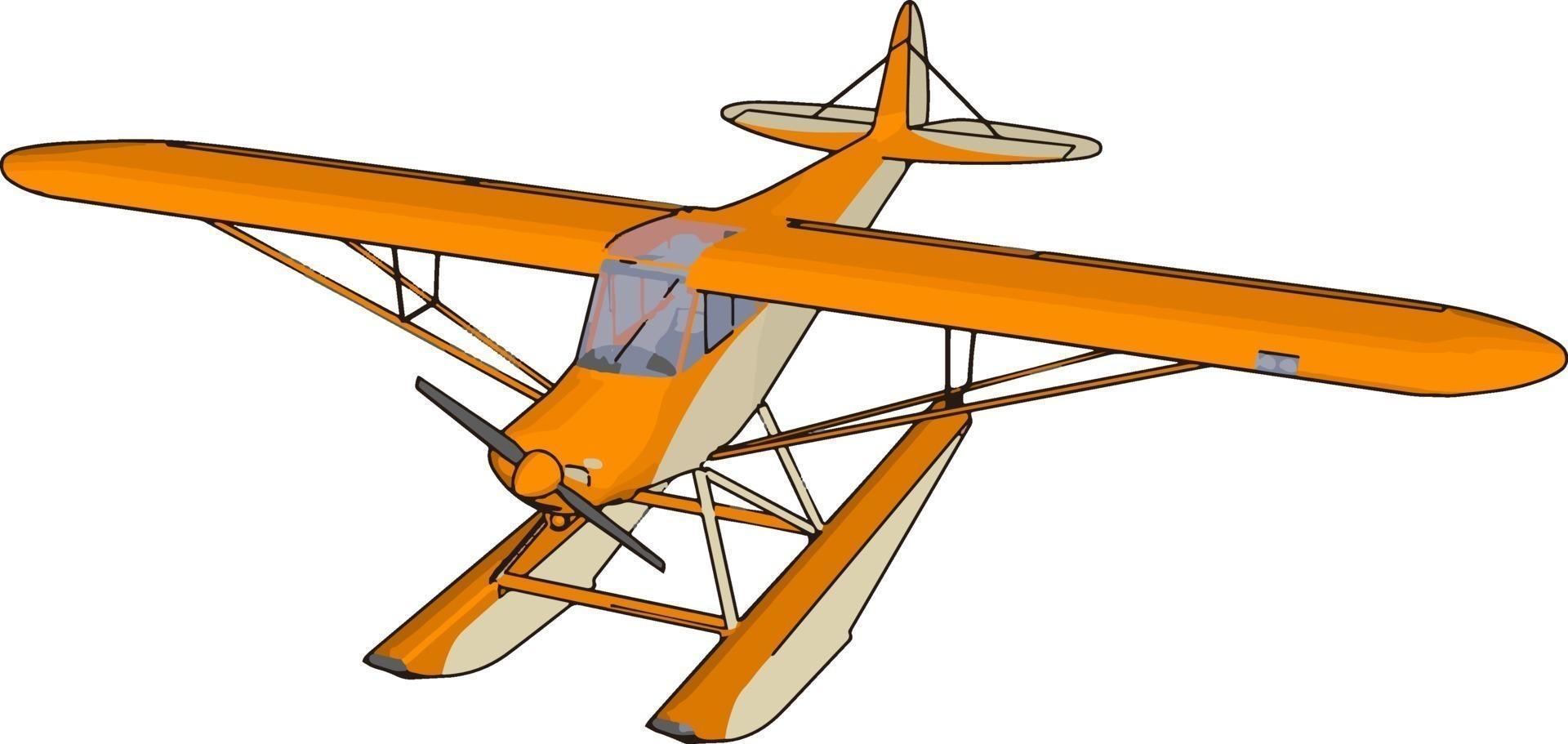 Orange seaplane, illustration, vector on white background.