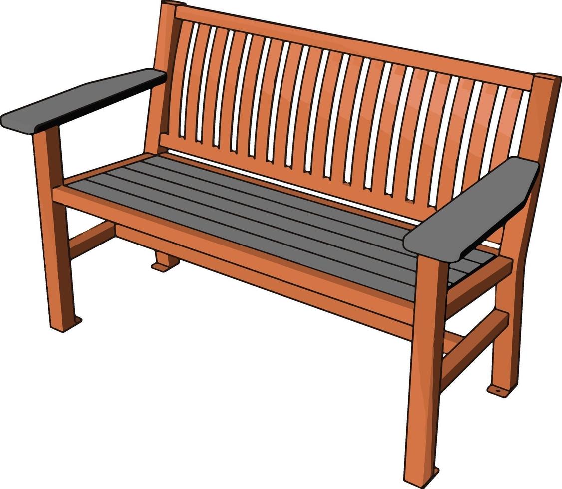 Brown bench, illustration, vector on white background.