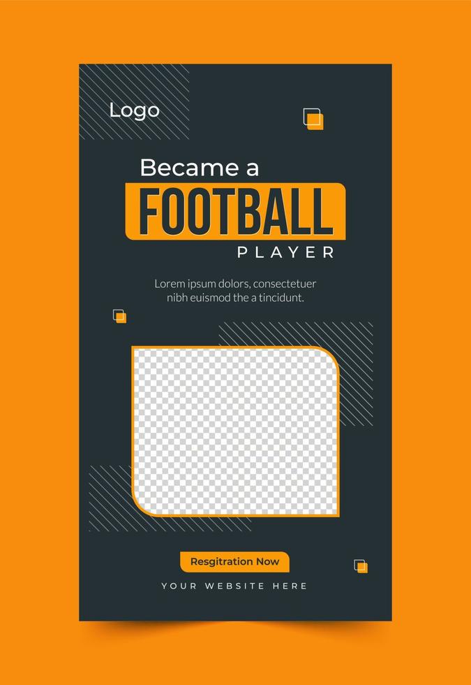 Football or soccer tournament social media story template design vector