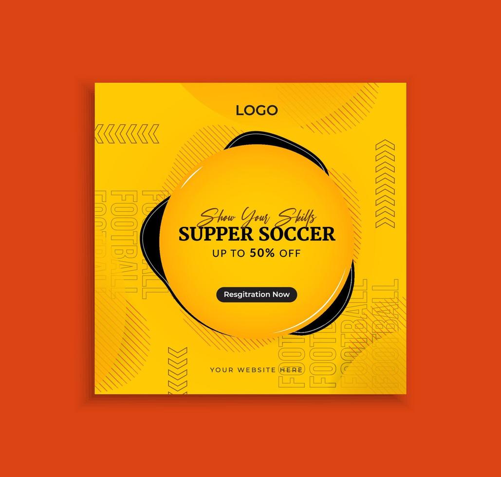 Football event yellow color social media background template design