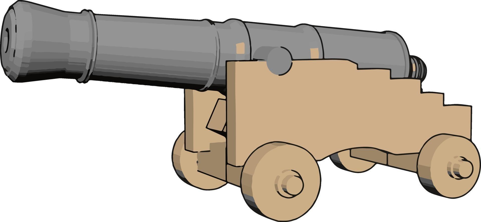 Old cannon, illustration, vector on white background.