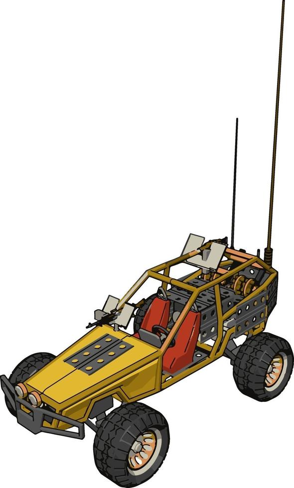 coche de control remoto amarillo, ilustración, vector sobre fondo blanco.