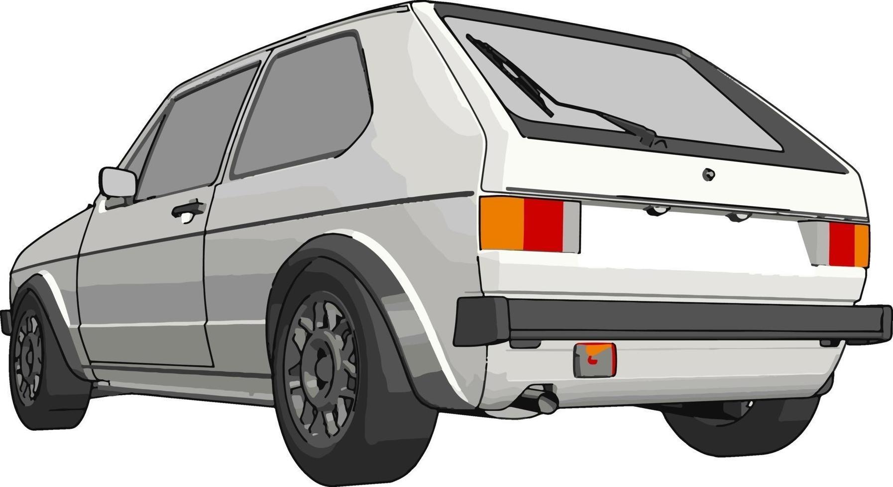 White car, illustration, vector on white background.