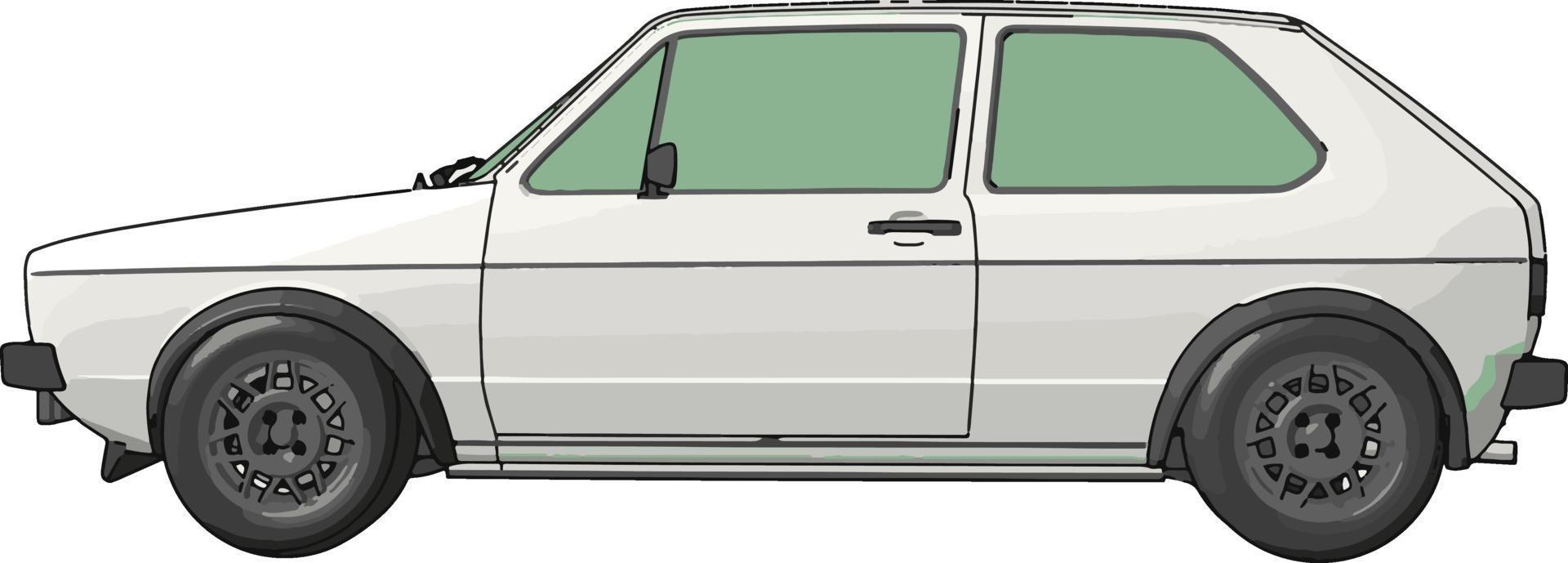 coche blanco, ilustración, vector sobre fondo blanco.