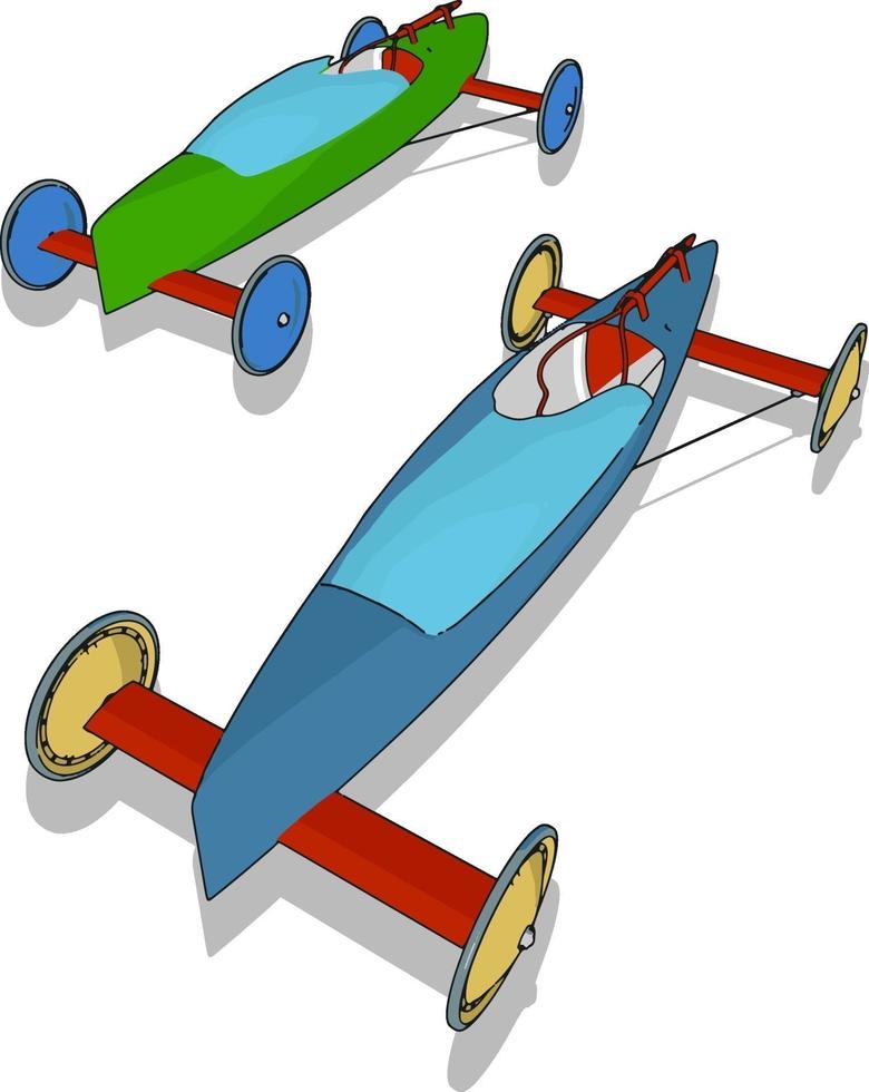 Old racing car, illustration, vector on white background.