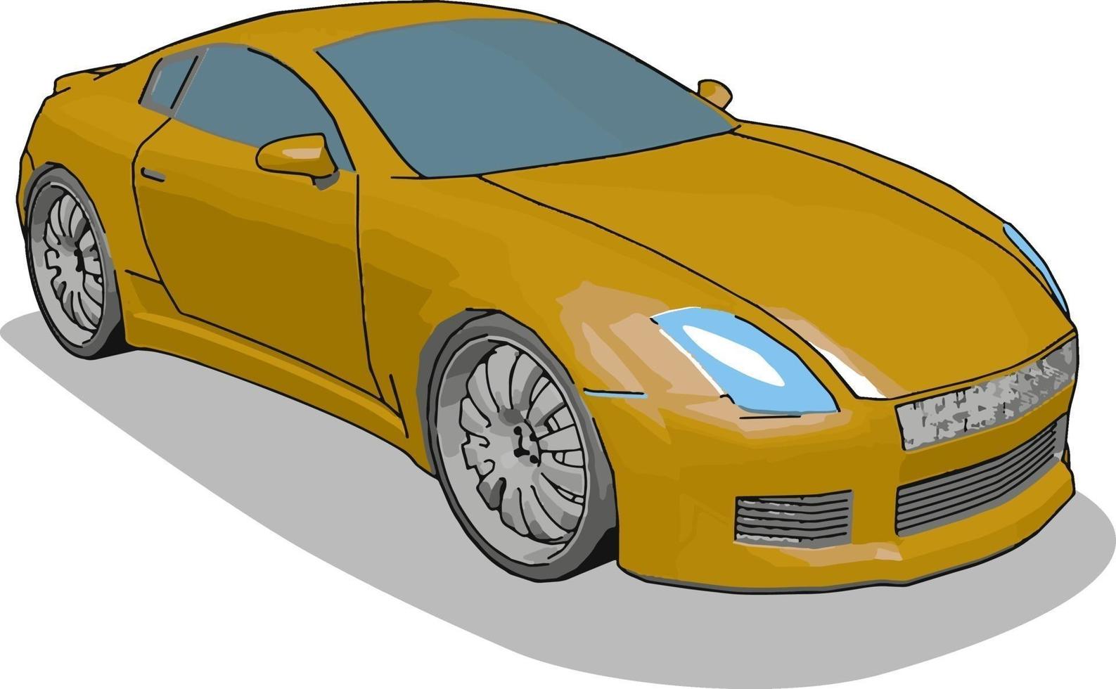 Orange luxury car, illustration, vector on white background.