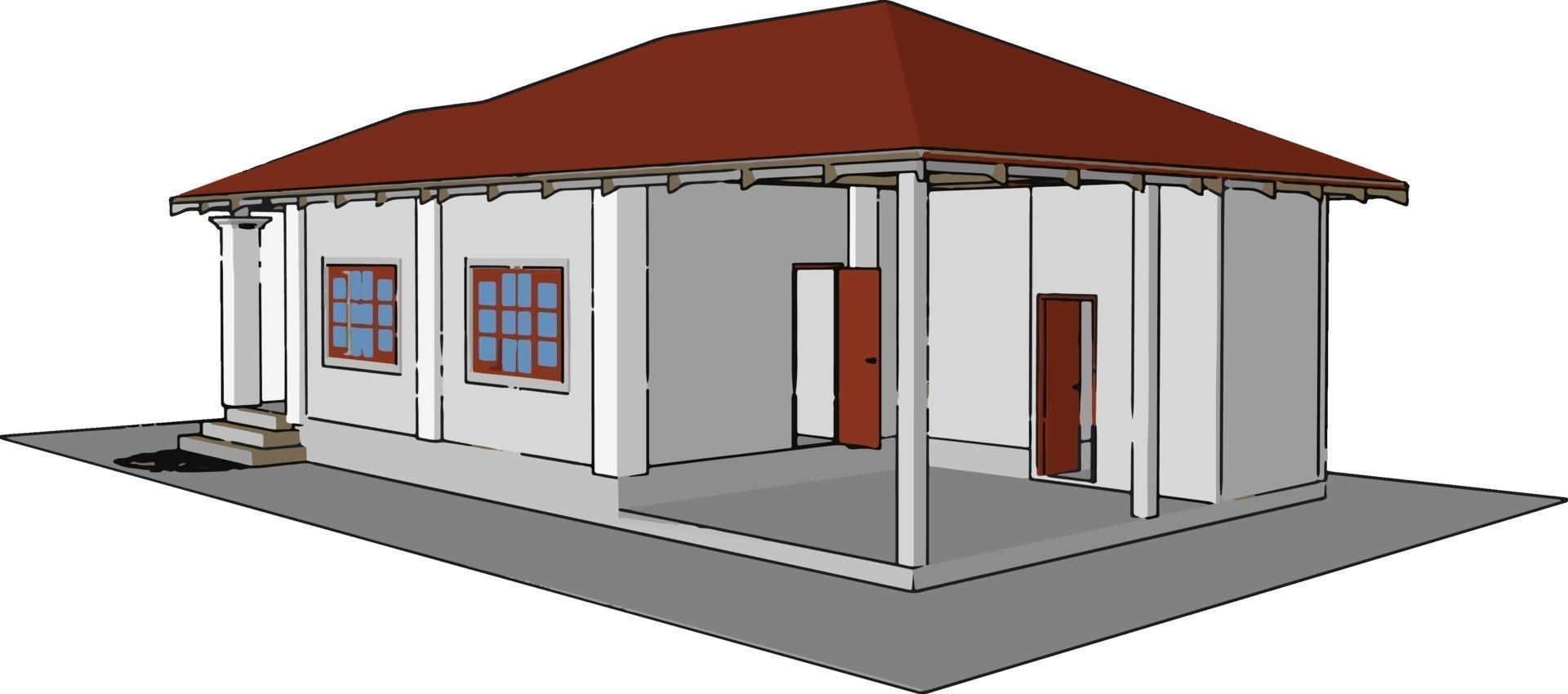 Nice house, illustration, vector on white background.