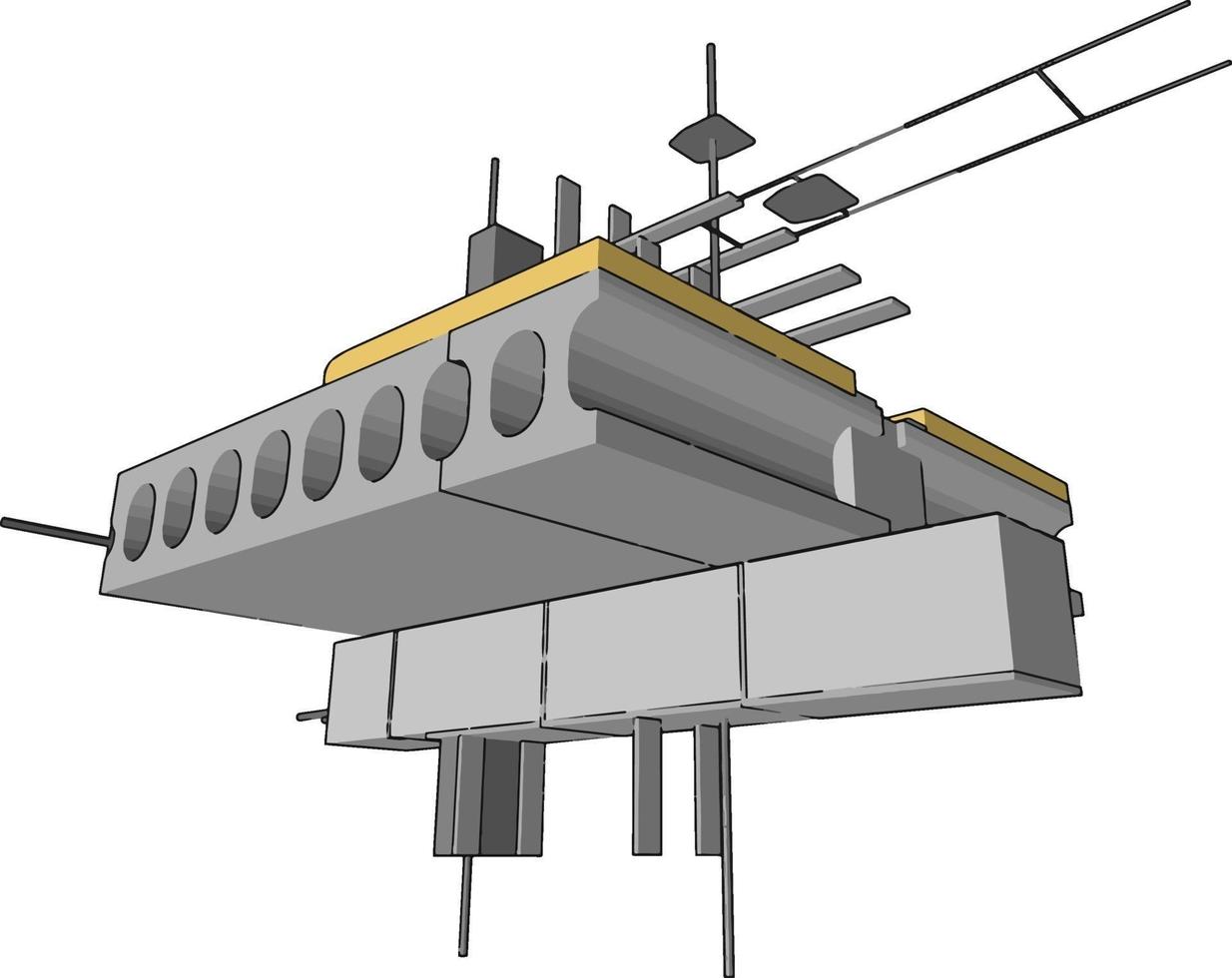 Dock edificio amarillo, ilustración, vector sobre fondo blanco.