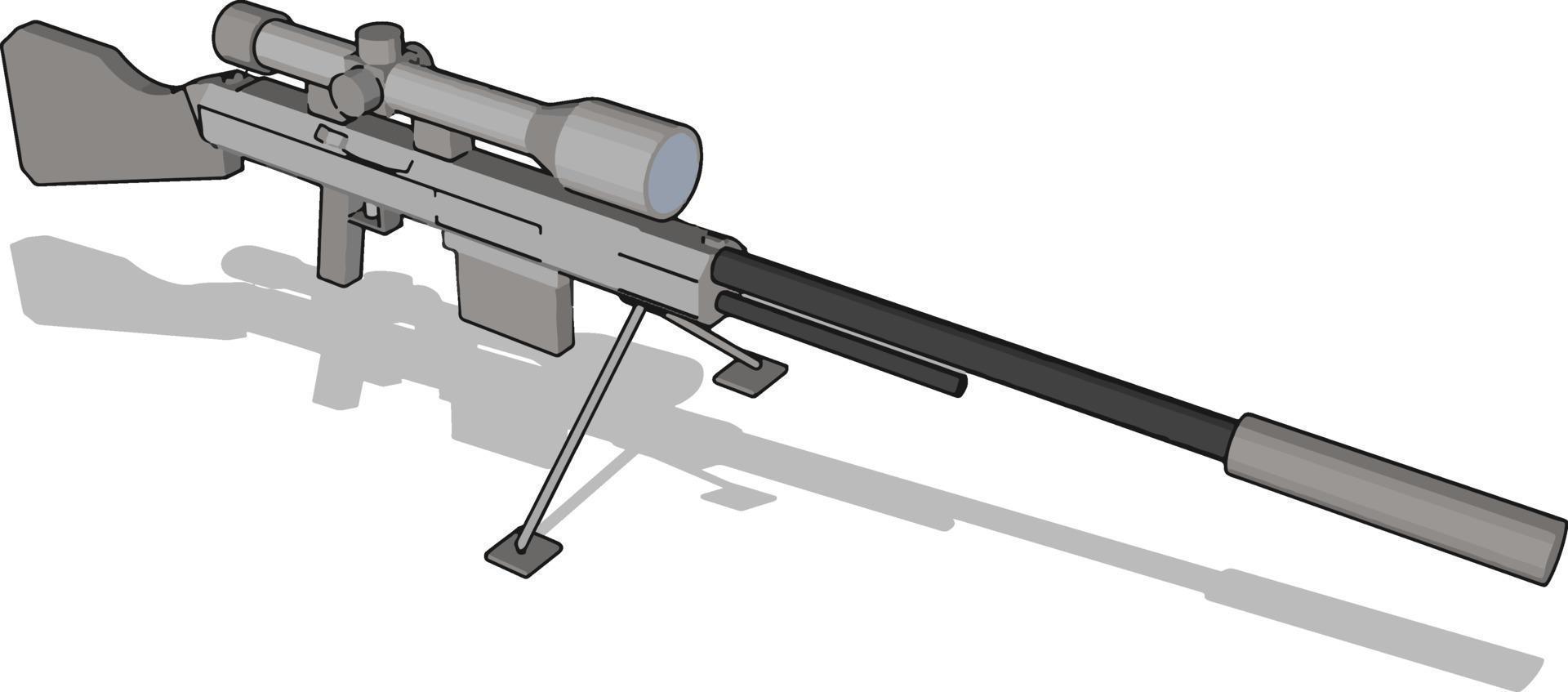 Sniper rifle, illustration, vector on white background.