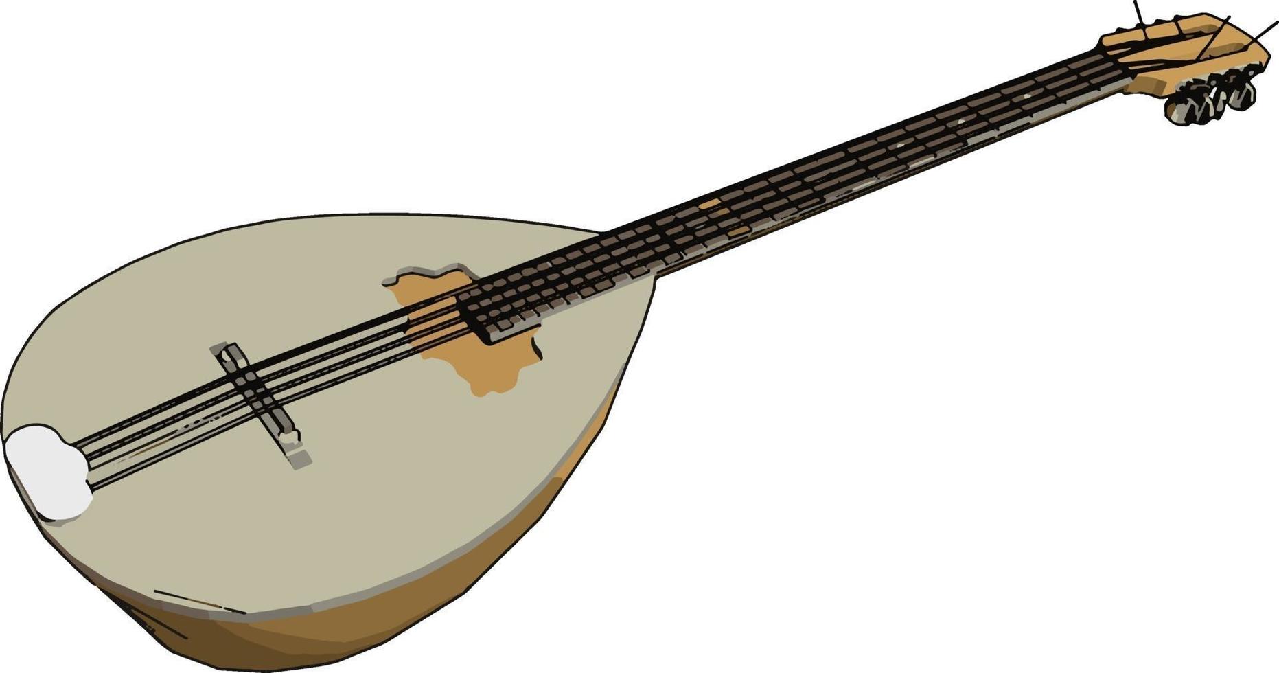 Old guitar, illustration, vector on white background.