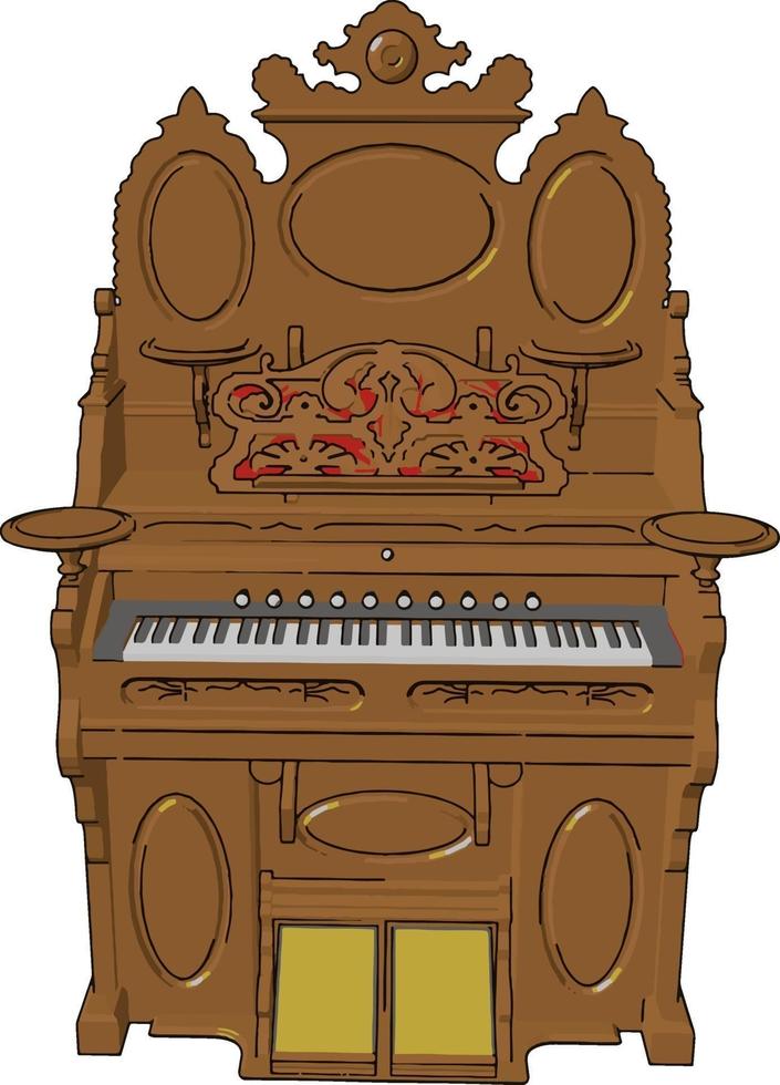 Brown piano, illustration, vector on white background.