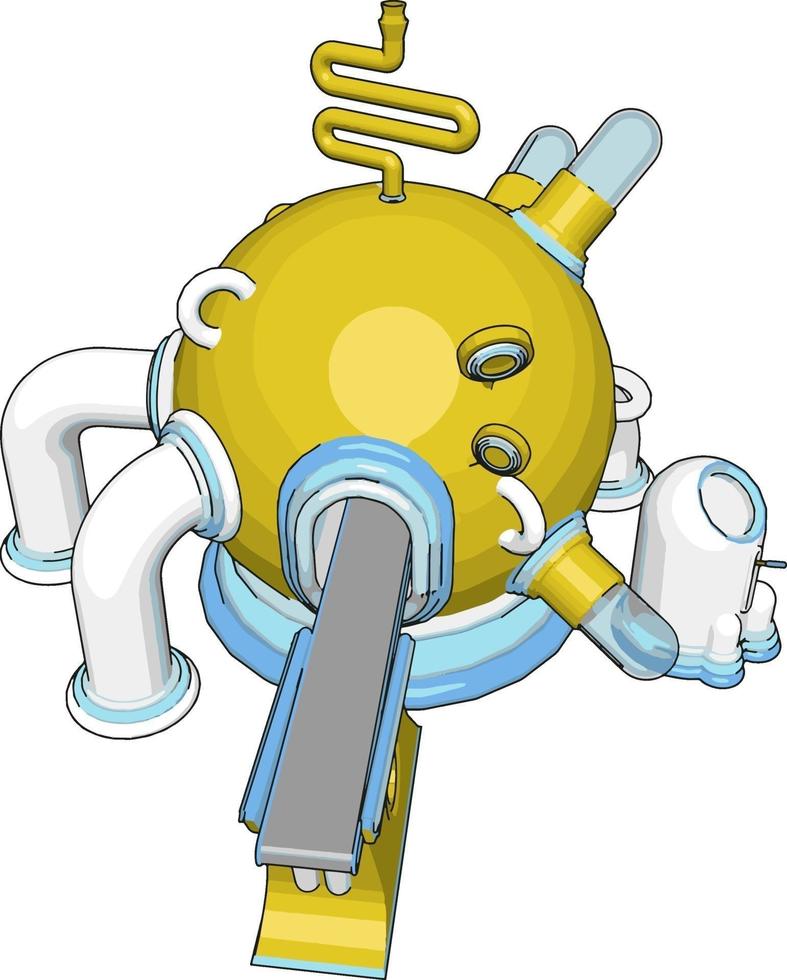 Yellow futuristic machine, illustration, vector on white background.