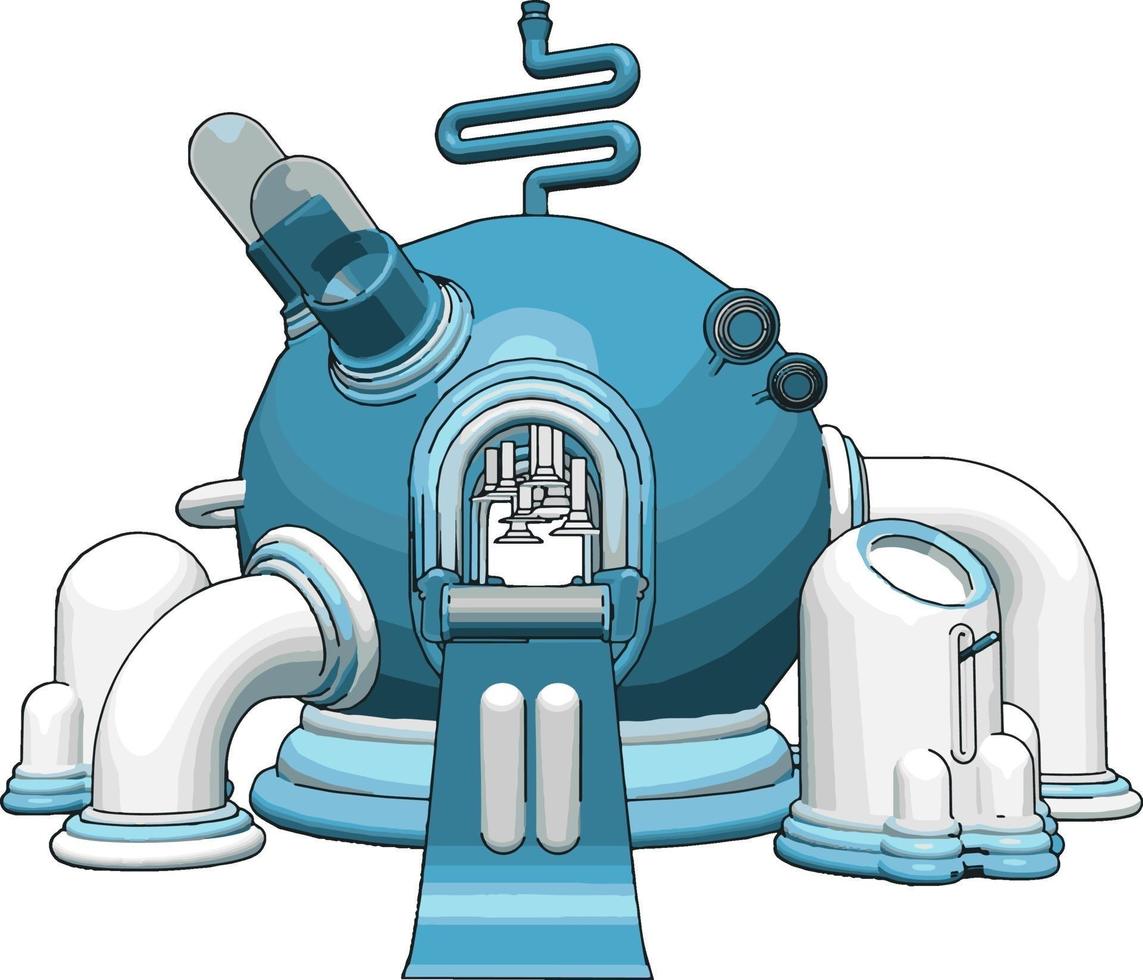 Blue futuristic machine, illustration, vector on white background.