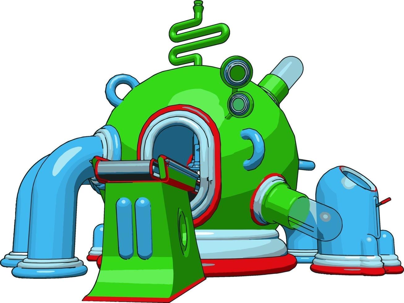 Green futuristic machine, illustration, vector on white background.