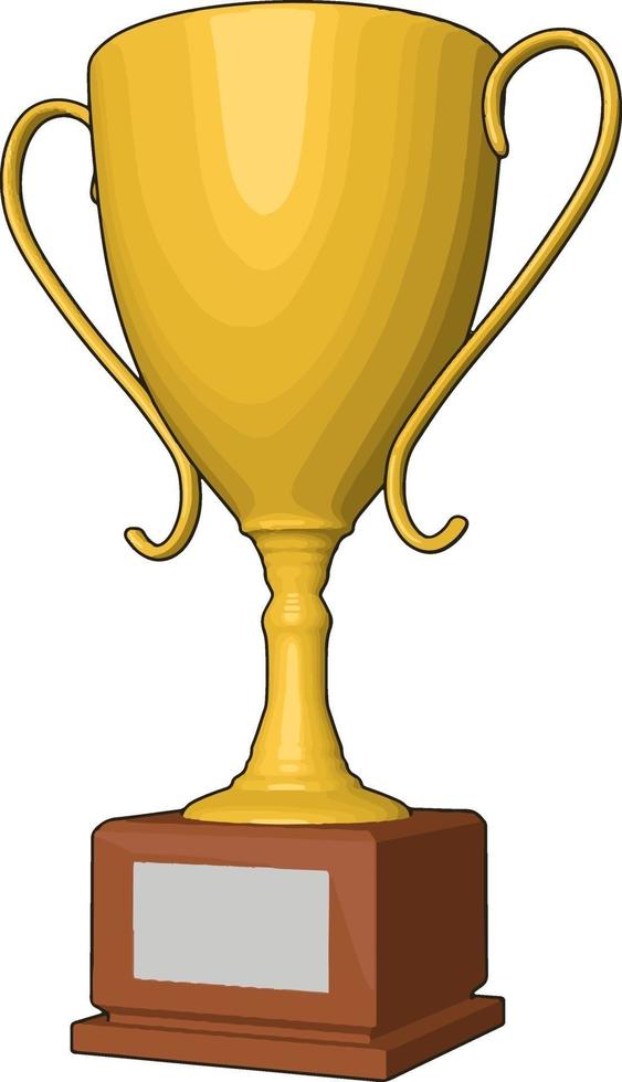 Golden trophy, illustration, vector on white background.