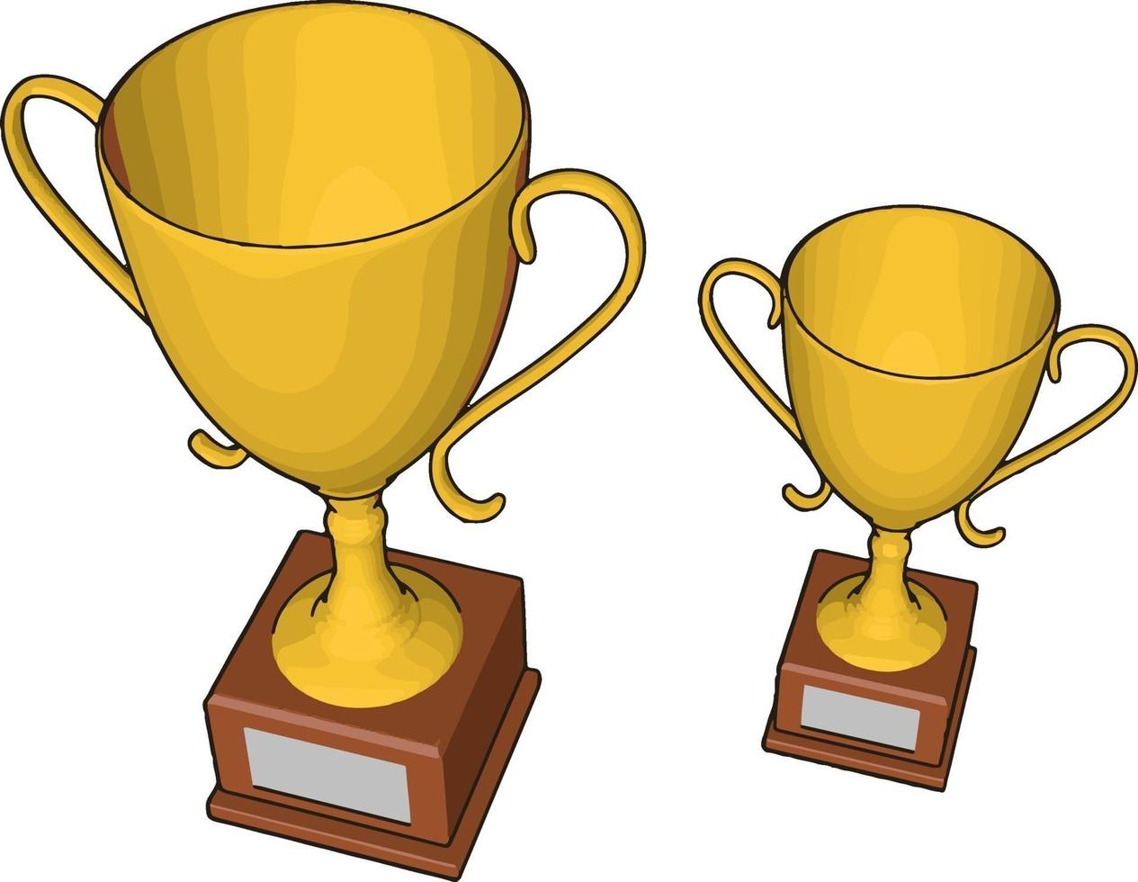Golden trophy, illustration, vector on white background.